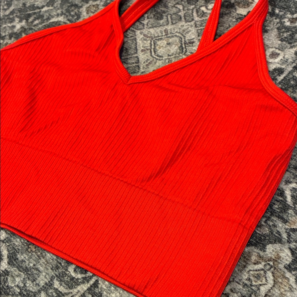ZYIA Red Ribbed Cross-Back Sports Bra - Picture 2 of 7